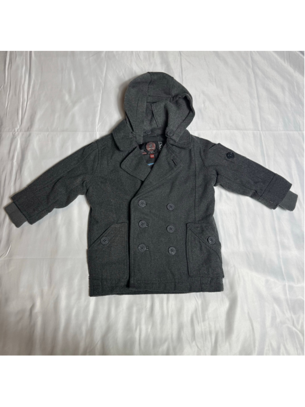 Baby Boy Sportier Pea Coat Jacket Grey 24 Months